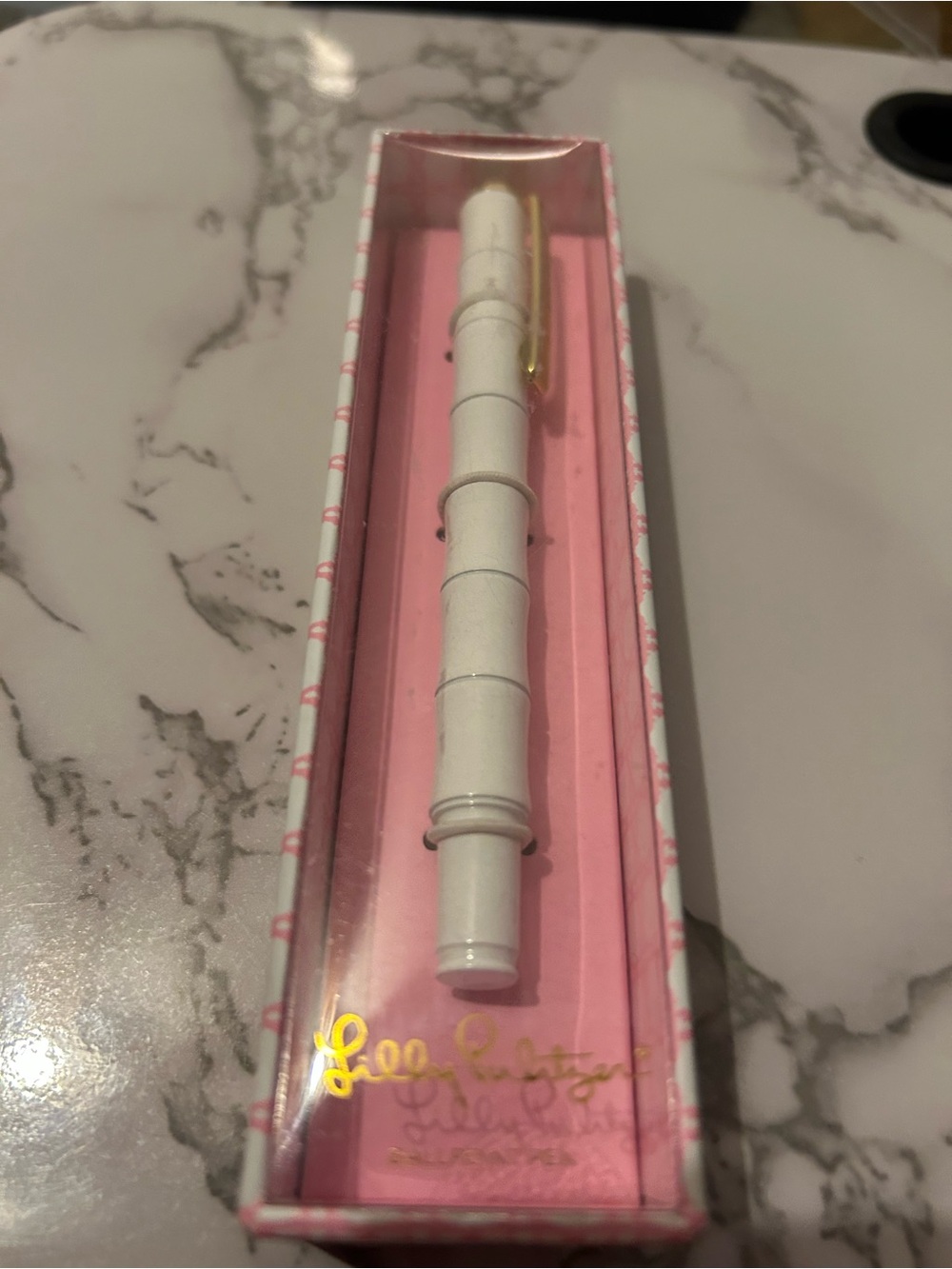 Lilly Pulitzer White Decorative Ballpoint Pen Bamboo New